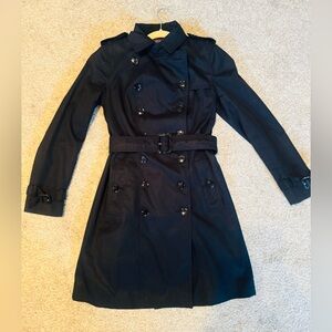Banana Republic Black Double-Breasted Trench Coat with Belt XSP